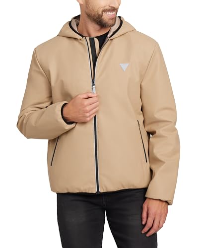 Amazon.com: Guess Mens Andrea Rain Short Jacket, Desert Mud, Small